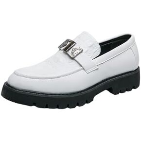 Mens Crocodile Pattern Leather Slip-On Dress Loafers Classical Casual Log Sole Non Slip Platform Penny Shoe for Formal Business Wedding in Saudi Arabia