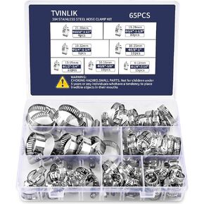 مجموعة متنوعة من مشابك خرطوم الفولاذ المقاوم للصدأ من 1/4 بوصة إلى 2 بوصة، 20 قطعة - مشابك معدنية شديدة التحمل قابلة للتعديل للرادياتير والسيارات والسباكة وخط الوقود - مجموعة مشابك خرطوم ميكانيكية، مشابك متنوعة للخراطيم in Kuwait