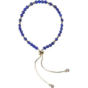 Lapis Lazuli Beaded Bracelet: Elegant, 14K gold beads, Adjustable and Stackable for Women in Saudi Arabia