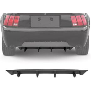 الناشر الخلفي HECASA متوافق مع 1999-2004 Ford Mustang MDA Style 4 Shark Fins المصد الخلفي الستارة المفسد سد الهواء السفلي الشفة الناشر الذقن الفاصل غير مكتمل من البلاستيك الأسود in Kuwait