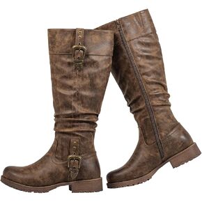 SheSole Women's Knee High Boots with Hidden Stretch Panel & Side Zipper – Chunky Low Heel, Round Toe – Comfortable Western Style Boots for Teachers, Office, Daily Commute in Saudi Arabia