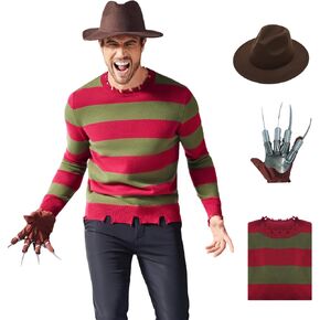 Men's Krueger Sweater Striped Jumper Miss Krueger Costume Halloween Cosplay Knitted Sweater Dress Adult Fancy Dress in Saudi Arabia