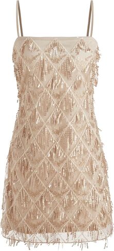 CIDER Sequins Square Neck Geometric Tassel Mini Dress in Saudi Arabia