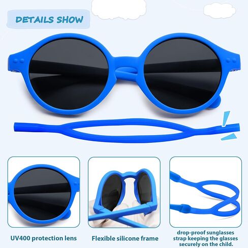 SOJOS Baby Polarized Sunglasses with Strap Round UV400 Protection Toddler Girls Boys Age 0-24 Months SK5613A in Saudi Arabia