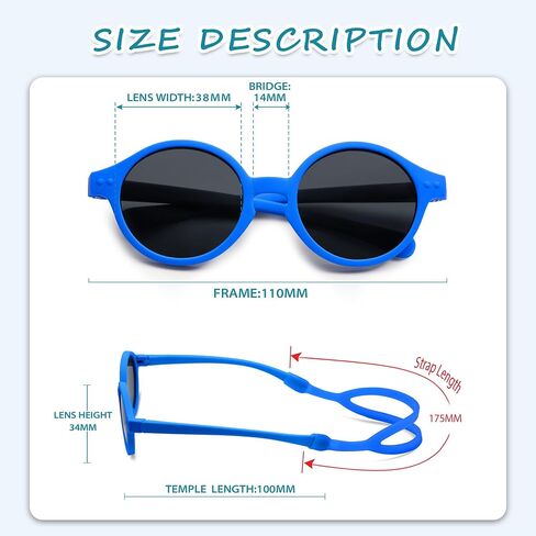 SOJOS Baby Polarized Sunglasses with Strap Round UV400 Protection Toddler Girls Boys Age 0-24 Months SK5613A in Saudi Arabia