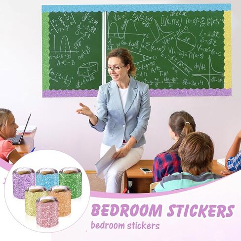 Zhanmai 6 Rolls Classroom Bulletin Board Decoration, 98.5 ft Glitter Scalloped Border Trim Bulletin Board Rolls Border for School, Classroom Office Party Wall Holiday Decoration(Colorful Color) in Kuwait