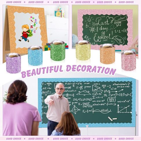 Zhanmai 6 Rolls Classroom Bulletin Board Decoration, 98.5 ft Glitter Scalloped Border Trim Bulletin Board Rolls Border for School, Classroom Office Party Wall Holiday Decoration(Colorful Color) in Kuwait
