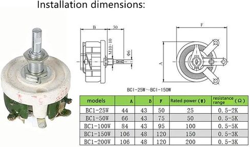 BC1-100W قرص دائري مقاوم عالي الطاقة 100R/200R/300R/500R قابل للتعديل سلك الجرح القرص (BC1-100W 100R) in Saudi Arabia