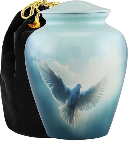 Dove Urn for Human Ashes | Cremation Urn for Adults, Veteran, Handmade Funeral Urns with Velvet Bag 200cubic Inch. (Blue, Adult) in Saudi Arabia