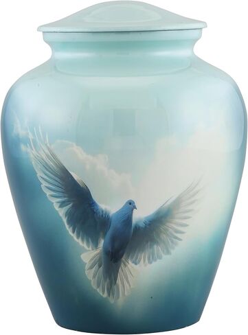 Dove Urn for Human Ashes | Cremation Urn for Adults, Veteran, Handmade Funeral Urns with Velvet Bag 200cubic Inch. (Blue, Adult) in Saudi Arabia