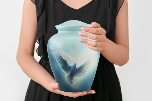 Dove Urn for Human Ashes | Cremation Urn for Adults, Veteran, Handmade Funeral Urns with Velvet Bag 200cubic Inch. (Blue, Adult) in Saudi Arabia