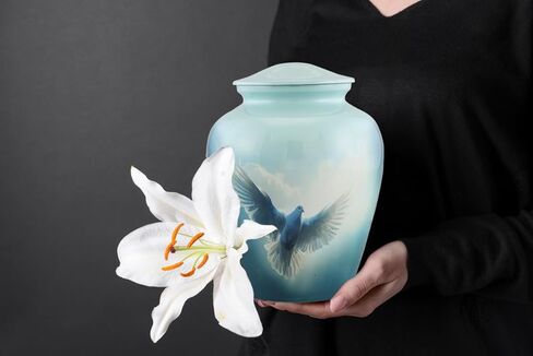 Dove Urn for Human Ashes | Cremation Urn for Adults, Veteran, Handmade Funeral Urns with Velvet Bag 200cubic Inch. (Blue, Adult) in Saudi Arabia