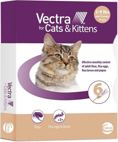 Vectra for Cats & Kittens Flea Treatment & Prevention for Small Cats (2-9 lbs.) 3-Month Supply in Kuwait