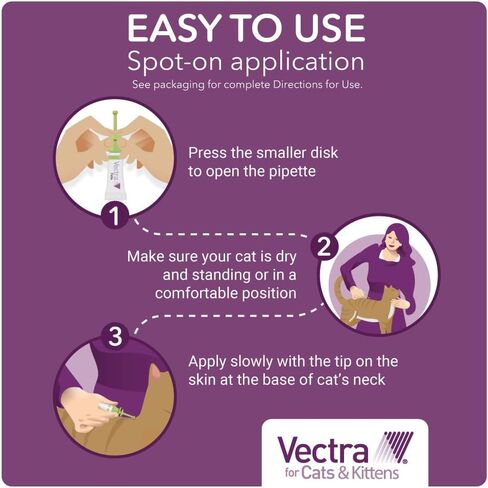 Vectra for Cats & Kittens Flea Treatment & Prevention for Small Cats (2-9 lbs.) 3-Month Supply in Kuwait