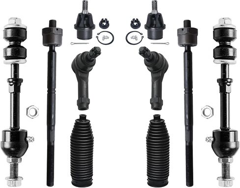 محور ديترويت - طقم تعليق أمامي 2WD 10 قطع لـ 05-08 Ford F-150 Lincoln Mark LT، قضبان تأرجح مثبتة، مفاصل كروية سفلية، قضيب ربط داخلي خارجي ينتهي بالأحذية 2005 2006 2007 2008 in Saudi Arabia