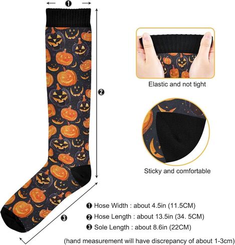 جوارب ALAZA Halloween الملونة على شكل يقطين ضاغطة للنساء والرجال جوارب طويلة للجري وركوب الدراجات الرياضية in Kuwait