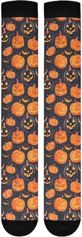 جوارب ALAZA Halloween الملونة على شكل يقطين ضاغطة للنساء والرجال جوارب طويلة للجري وركوب الدراجات الرياضية in Kuwait