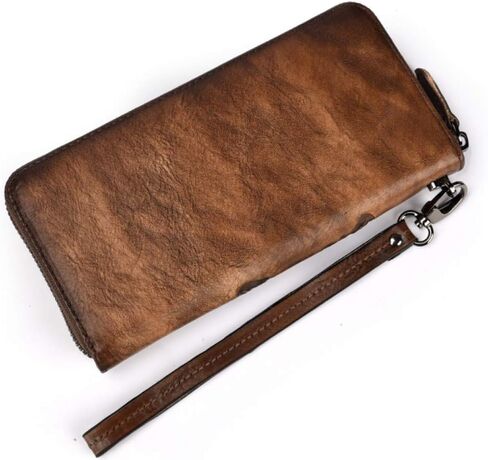 Vintage Carved Cowhide Zipper Clutch Wallet. Multi-Layered, Durable & Stylish Leather Billfold for Everyday Use (Red) in Saudi Arabia