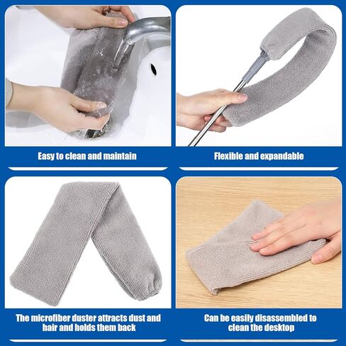 منفضة ريش مع عمود طويل قابل للتعديل 30-100 بوصة، منفضة ريش قابلة للتمديد لتنظيف مروحة السقف والأثاث والستائر والأثاث in Kuwait