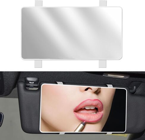 Car Mirror Visor, Car Vanity Mirror, HD Large Auto Visor Cosmetic Vanity Rearview with Straps, Auto Accessories Vehicle Sun-Shading Cosmetic Makeup Rearview Fit for SUV, Sedan, Truck (Black) in Saudi Arabia