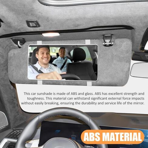 Car Mirror Visor, Car Vanity Mirror, HD Large Auto Visor Cosmetic Vanity Rearview with Straps, Auto Accessories Vehicle Sun-Shading Cosmetic Makeup Rearview Fit for SUV, Sedan, Truck (Black) in Saudi Arabia