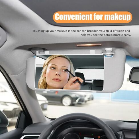 Car Mirror Visor, Car Vanity Mirror, HD Large Auto Visor Cosmetic Vanity Rearview with Straps, Auto Accessories Vehicle Sun-Shading Cosmetic Makeup Rearview Fit for SUV, Sedan, Truck (Black) in Saudi Arabia