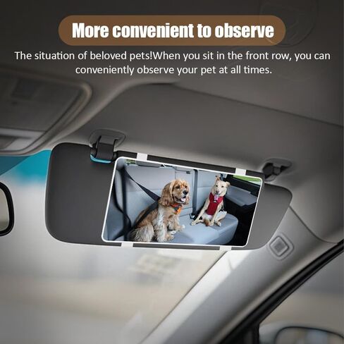 Car Mirror Visor, Car Vanity Mirror, HD Large Auto Visor Cosmetic Vanity Rearview with Straps, Auto Accessories Vehicle Sun-Shading Cosmetic Makeup Rearview Fit for SUV, Sedan, Truck (Black) in Saudi Arabia