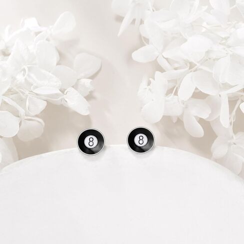 YAFEINI Eight Ball Earrings Sterling Silver 8 Pool Balls Stud Earrings Billiards Jewelry Gifts for Women Men in Saudi Arabia