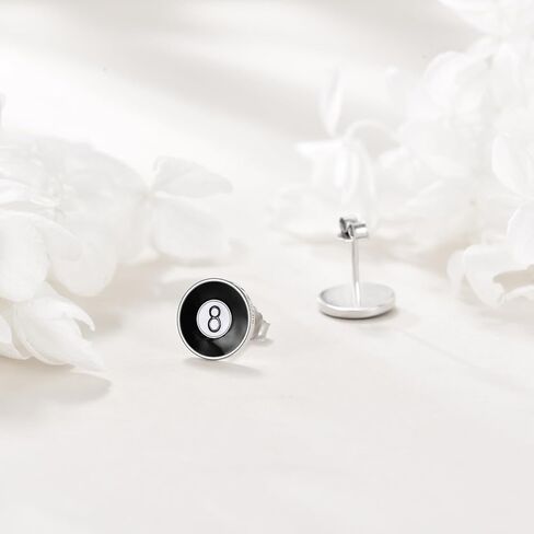 YAFEINI Eight Ball Earrings Sterling Silver 8 Pool Balls Stud Earrings Billiards Jewelry Gifts for Women Men in Saudi Arabia