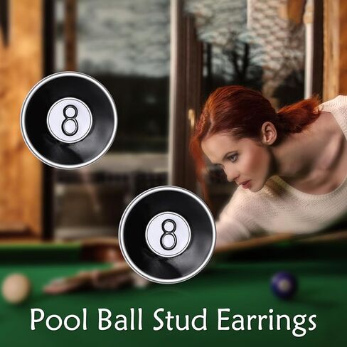 YAFEINI Eight Ball Earrings Sterling Silver 8 Pool Balls Stud Earrings Billiards Jewelry Gifts for Women Men in Saudi Arabia
