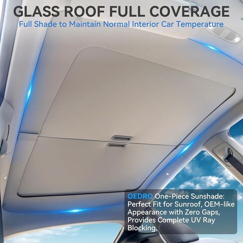 OEDRO Fit 2020-2024 Tesla Model Y Retractable Sunshade Roof, Upgraded 3.0 Full Coverage Windshield Glass Roof Sun Shade, UV Protection & Heat Resistance Shade Compatible with 2020-2024 Tesla Model Y in Saudi Arabia
