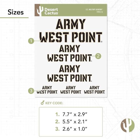Desert Cactus United States Military Academy Sticker SUMA Black Knights Army West Point Cadets Stickers Vinyl Decals Laptop Water Bottle Car Scrapbook 13.43x10.98 Sheet T3 (Type 3-1) in Saudi Arabia