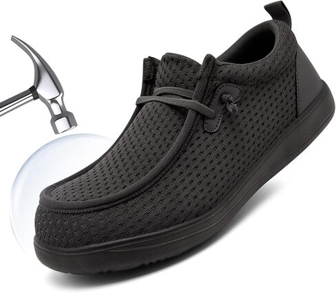 Steel Toe Shoes for Men Work Slip On Safety Shoes Wide Toe Walking Loafers Puncture Proof Construction Sneakers Lightweight Comfortable in Kuwait