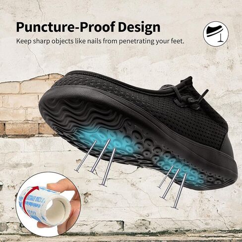 Steel Toe Shoes for Men Work Slip On Safety Shoes Wide Toe Walking Loafers Puncture Proof Construction Sneakers Lightweight Comfortable in Kuwait