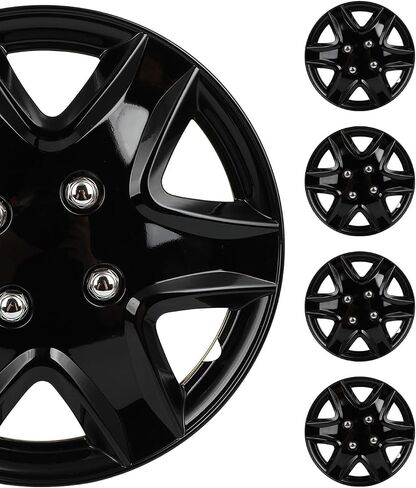 SCITOO 4-Piece 14-Inch Black hubcaps, universally Adaptable to Cars, Trucks, SUVs, Simple to Mount, Elegant Design, rustproof in Saudi Arabia