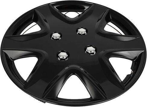 SCITOO 4-Piece 14-Inch Black hubcaps, universally Adaptable to Cars, Trucks, SUVs, Simple to Mount, Elegant Design, rustproof in Saudi Arabia