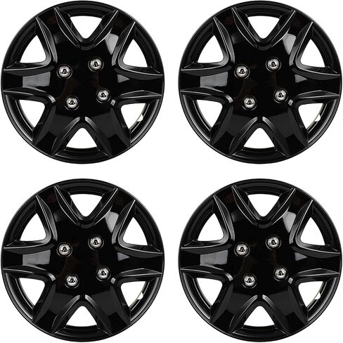 SCITOO 4-Piece 14-Inch Black hubcaps, universally Adaptable to Cars, Trucks, SUVs, Simple to Mount, Elegant Design, rustproof in Saudi Arabia