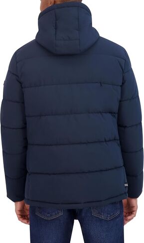 Nautica Men's Midweight Faux Memory Puffer Jacket –Adjustable Hood Insulated Quilted Winter Coat in Saudi Arabia