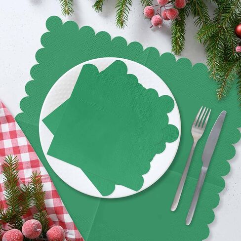100 Pieces 2-Ply White Scalloped Napkins Folded 5 x 5 inch Disposable Cocktail Napkins Paper Napkins for Dinner Wedding Birthday Party White Beverage Napkins in Saudi Arabia