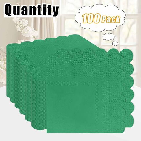100 Pieces 2-Ply White Scalloped Napkins Folded 5 x 5 inch Disposable Cocktail Napkins Paper Napkins for Dinner Wedding Birthday Party White Beverage Napkins in Saudi Arabia