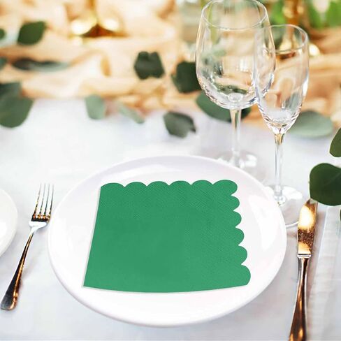 100 Pieces 2-Ply White Scalloped Napkins Folded 5 x 5 inch Disposable Cocktail Napkins Paper Napkins for Dinner Wedding Birthday Party White Beverage Napkins in Saudi Arabia