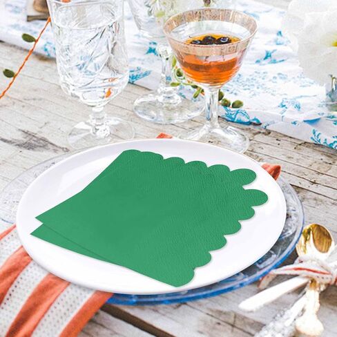 100 Pieces 2-Ply White Scalloped Napkins Folded 5 x 5 inch Disposable Cocktail Napkins Paper Napkins for Dinner Wedding Birthday Party White Beverage Napkins in Saudi Arabia