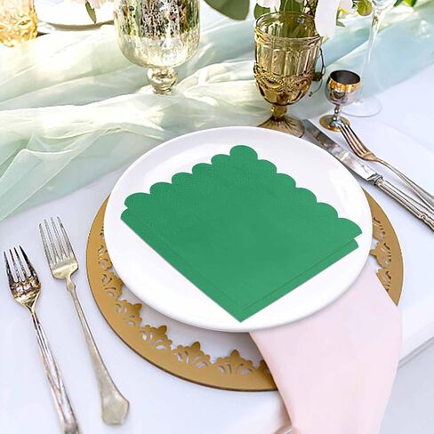 100 Pieces 2-Ply White Scalloped Napkins Folded 5 x 5 inch Disposable Cocktail Napkins Paper Napkins for Dinner Wedding Birthday Party White Beverage Napkins in Saudi Arabia