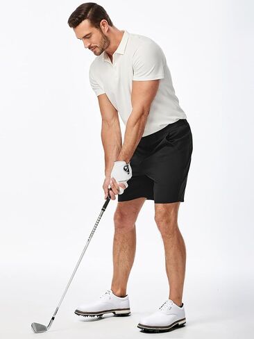 Men's Golf Shorts Classic-fit 8" Stretch Flat Front Hybrid Stretch Dress Casual Work Shorts with Pockets in Saudi Arabia