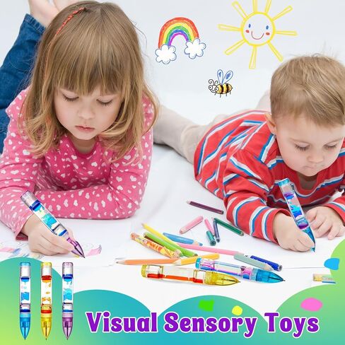 6 Pcs Liquid Motion Bubbler Pens Colorful Hourglass Liquid Timer Pens Sensory Play Fidget Toy Novelty Fun Fidget Pen for Kids Adults Stress and Anxiety Relief Gifts in Kuwait