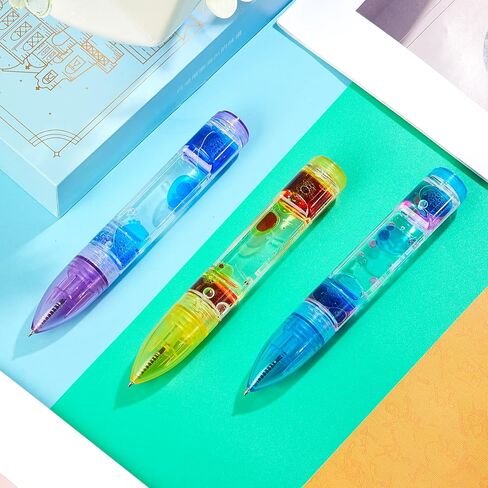 6 Pcs Liquid Motion Bubbler Pens Colorful Hourglass Liquid Timer Pens Sensory Play Fidget Toy Novelty Fun Fidget Pen for Kids Adults Stress and Anxiety Relief Gifts in Kuwait