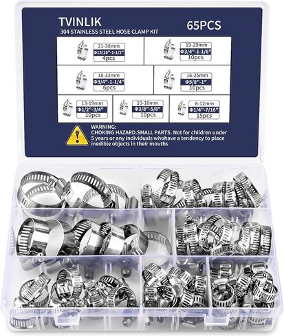 مجموعة متنوعة من مشابك خرطوم الفولاذ المقاوم للصدأ من 1/4 بوصة إلى 2 بوصة، 20 قطعة - مشابك معدنية شديدة التحمل قابلة للتعديل للرادياتير والسيارات والسباكة وخط الوقود - مجموعة مشابك خرطوم ميكانيكية، مشابك متنوعة للخراطيم in Kuwait