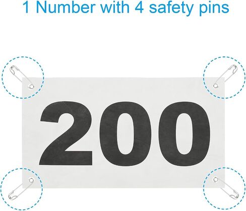 PATIKIL Tearproof Running Bib Numbers 7x6 Inch, 1-200 Waterproof Race Competitor Numbers with Safety Pin for Marathon Sports Game Competition Runner, White in Saudi Arabia