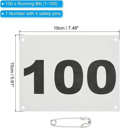 PATIKIL Tearproof Running Bib Numbers 7x6 Inch, 1-200 Waterproof Race Competitor Numbers with Safety Pin for Marathon Sports Game Competition Runner, White in Saudi Arabia