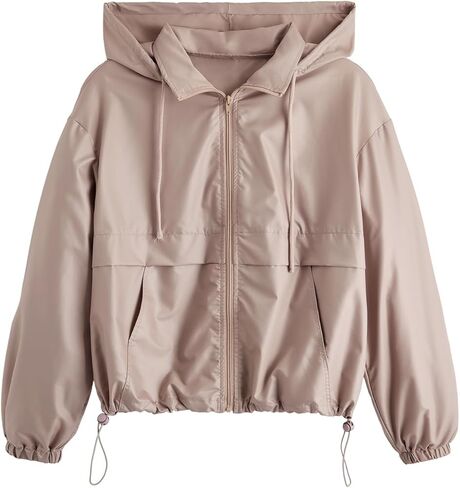 Verdusa Women's Zip Up Lightweight Windbreaker Jacket Sport Casual Hoodie Outerwear with Pockets in Saudi Arabia